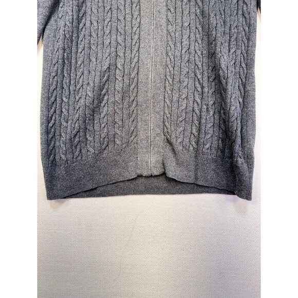 Talbots Womens Cable Knit Zip-Up Sweater Medium Gray Academia - Picture 2 of 10